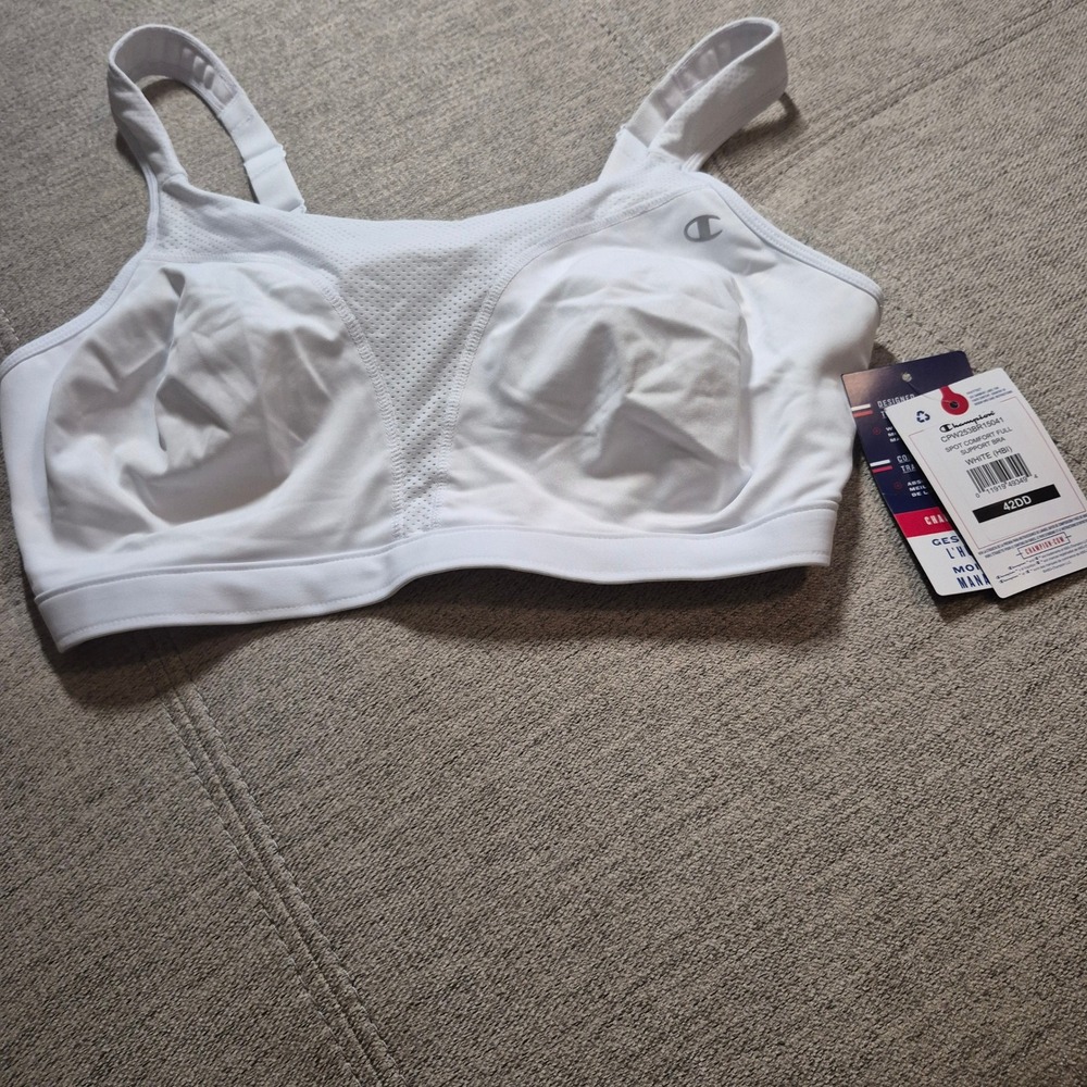 Champion Spot Comfort Full Support Sports Bra White 42DD High Impact